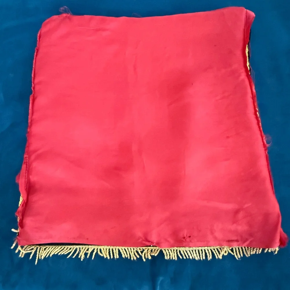 Vintage Luxembourg Souvenir‎ Pillow Cover Black Gold Fringe